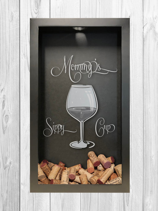 Mommy's Sippy Cup | Wine cork Shadow Box | wine lover gift | wine cork shadow box | gifts for mom | wine cork collector | wine gifts for her